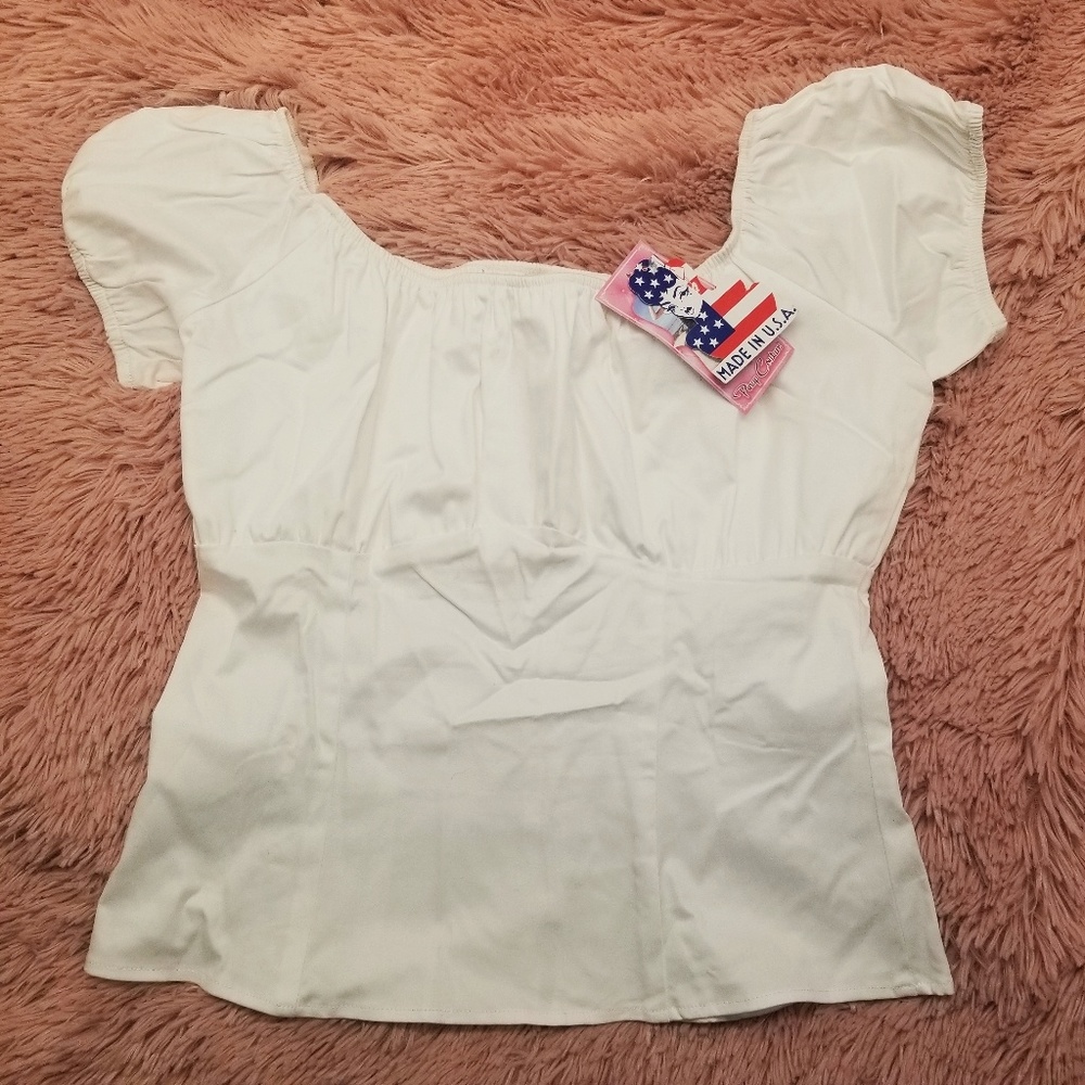 PINUP COUTURE PEASANT TOP IN WHITE